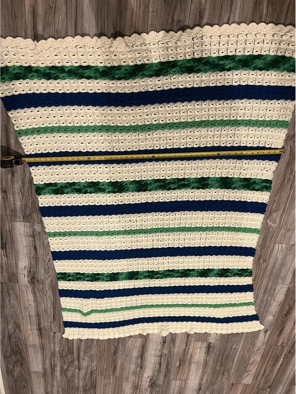 Handmade Crochet Striped Throw Blanket Afghan Colorful 66